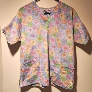 Womens Floral Scrub Top